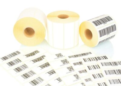 White label rolls and printed barcodes